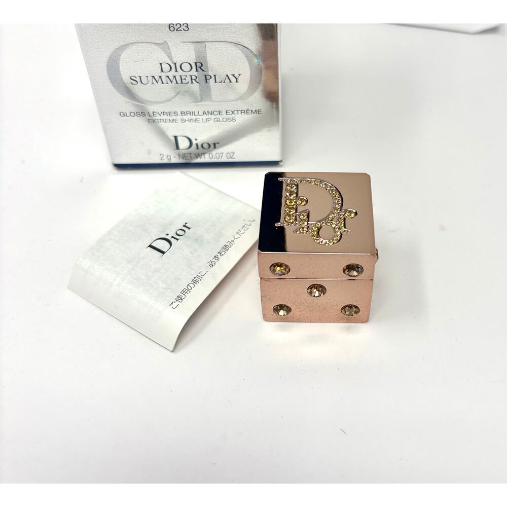 Vintage Dior Summer Play 623 Lip Gloss Cube Charm Swarovski Missing orig ribbon.